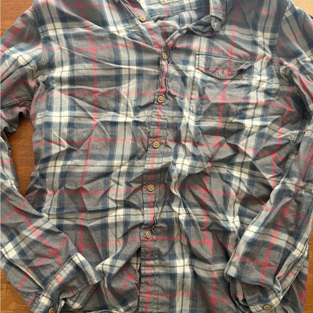 J. Crew Gray and Red Casual Button Down Shirt